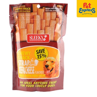 Sleeky Chewy Snack Strap Beef and Cheese Dog Treats 175g #1
