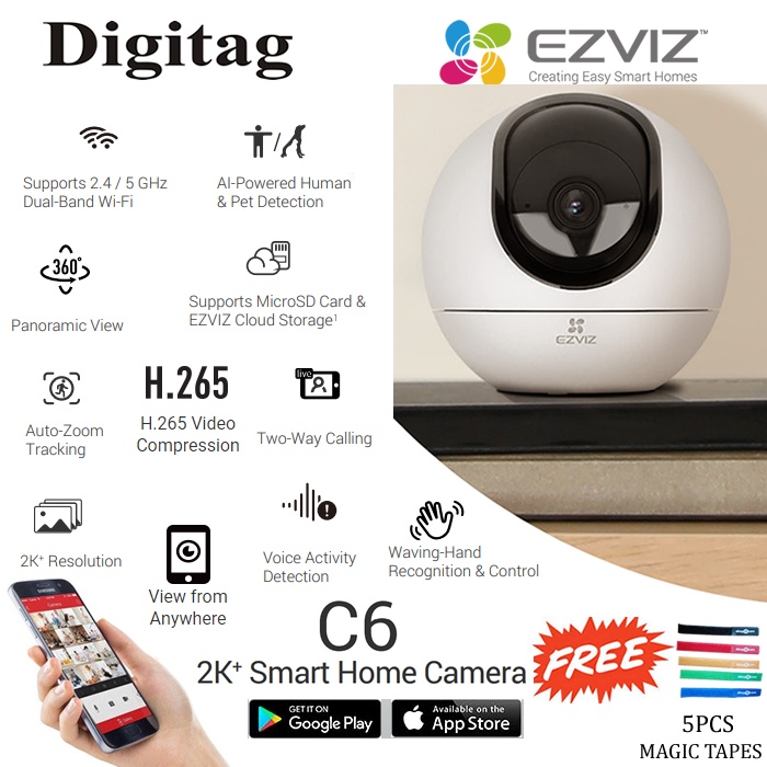 HIKVISION EZVIZ C6 2K+ AI Smart Home Indoor WIFI Pan Tilt Camera FREE