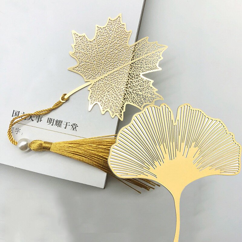 1PC Vein Tasseled Leaf Bookmarks Literature Art Students Supplies Brass ...