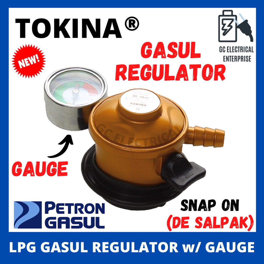 Tokina Gold Gasul Regulator with Gauge Snap On (De Salpak) Shopee