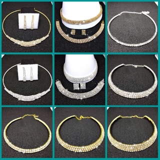 Rhinestone Crystals Omega Necklace/Choker (gold and silver plated)