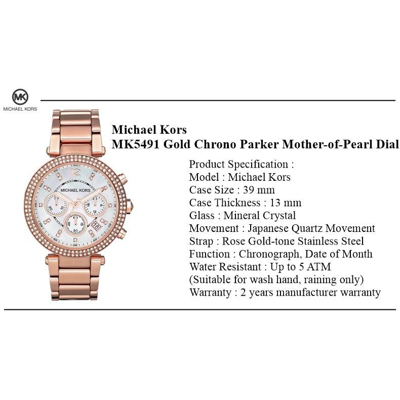 michael kors parker rose gold watch mk5491