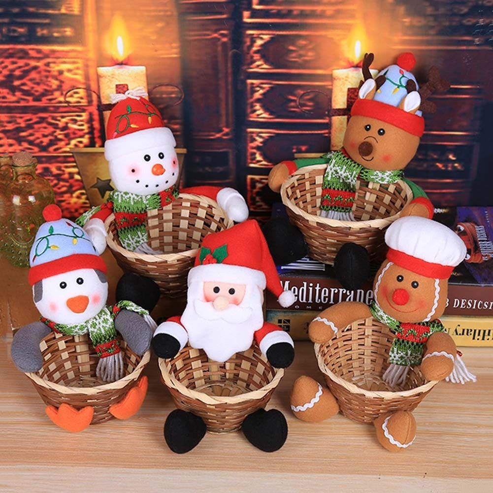 Merry Christmas Candy Storage Basket Decoration Santa