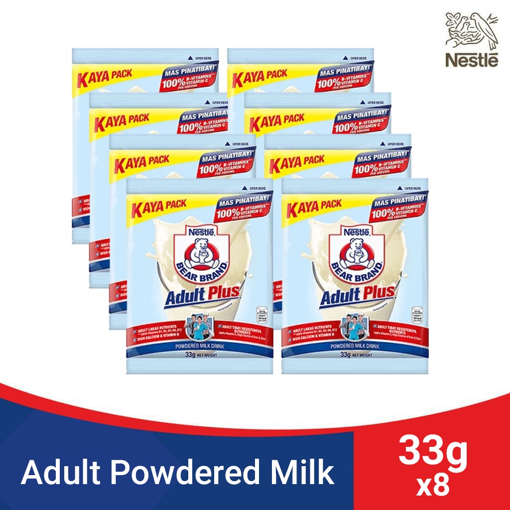 BEAR BRAND Adult Plus Milk Powder 33g Pack of 8 Shopee Philippines