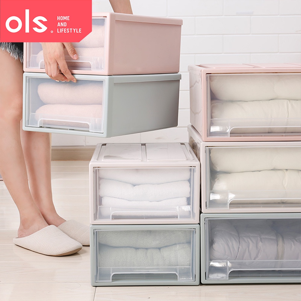 OLS Heavy Duty Storage Box Bins Container Stackable Drawer Bedroom Wardrobe Clothes Large