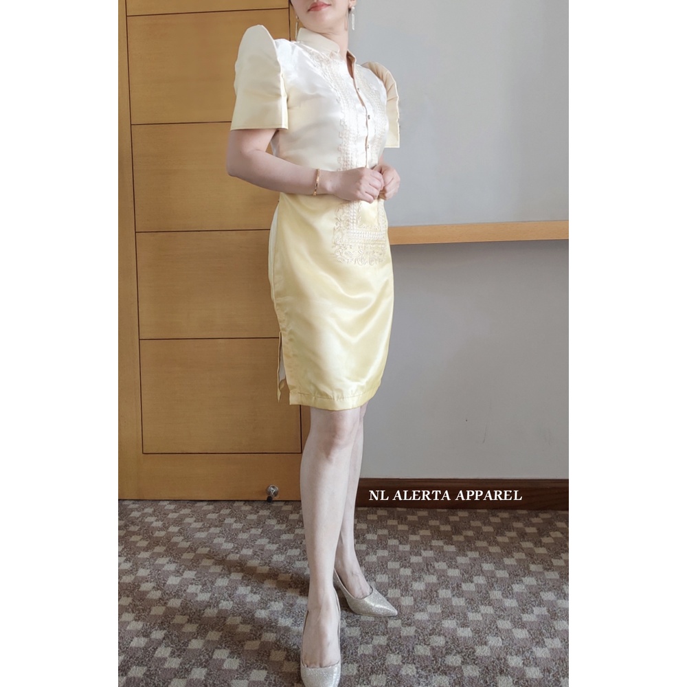 beige filipiniana dress