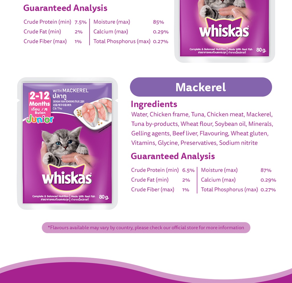 WHISKAS Junior Kitten Food Pouch Kitten Wet Food in Tuna Flavor (3