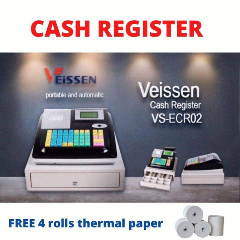 Cash Register VSECR02 w/ FREE 4pcs Thermal Paper Shopee