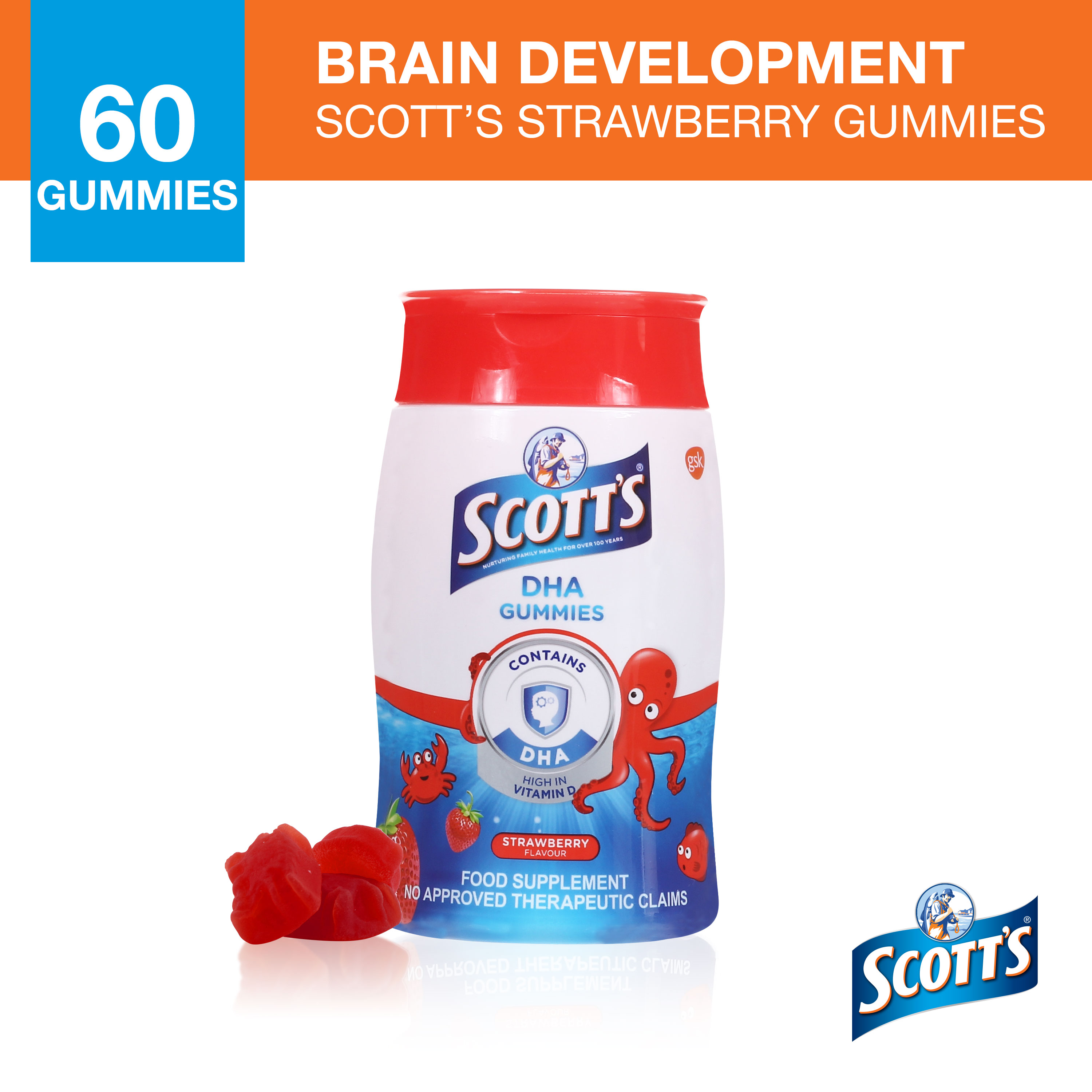 Scott's DHA Gummies Strawberry Vitamins For Kids 60s | Shopee Philippines