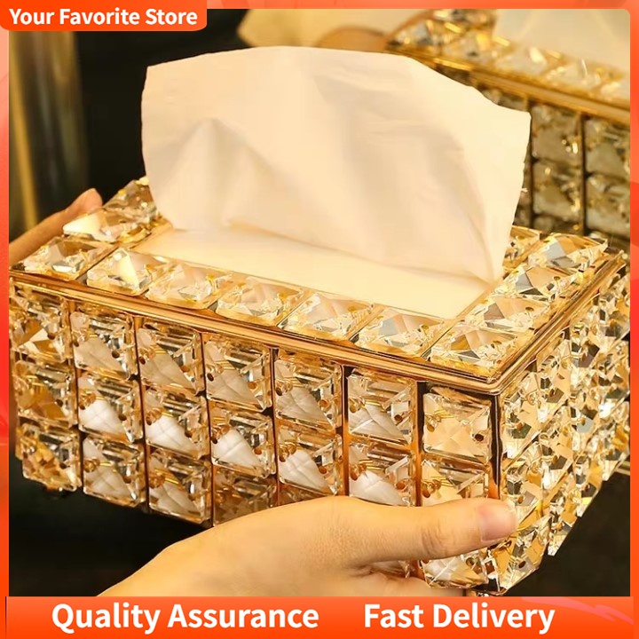 Crystal Tissue Box Europe Style Luxury Paper Towel Crystal Storage Box ...