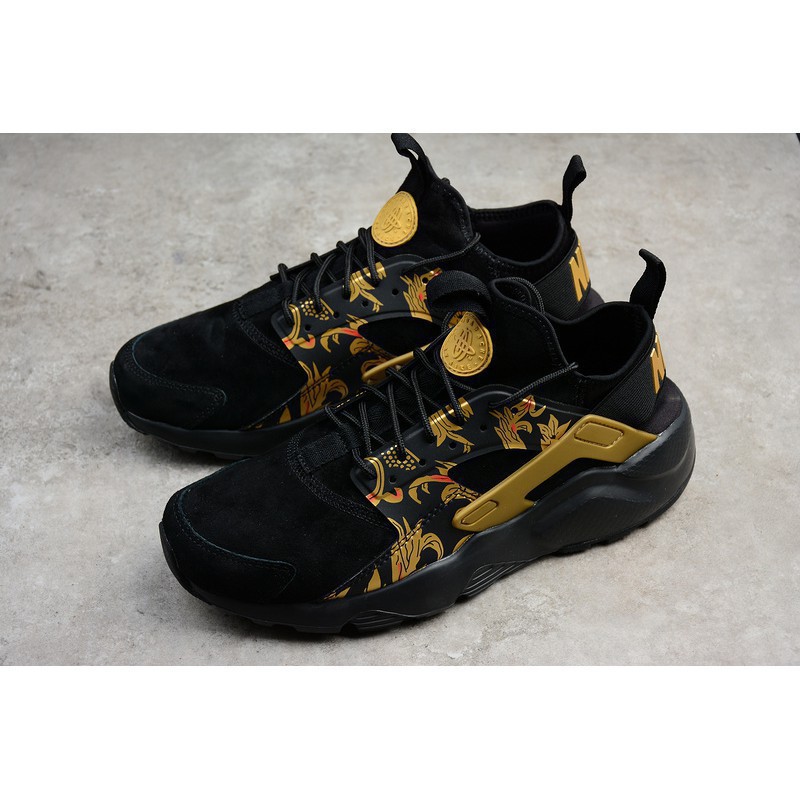 nike huarache black and gold