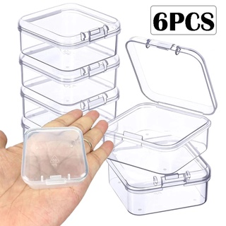 [Featured] 6 Pcs / Set 4.3*4.3CM Mini Clear Plastic Small Box / Fashion Jewelry Earplugs Storage Boxes / Case Container / Beads Organizer Transparent Square Box