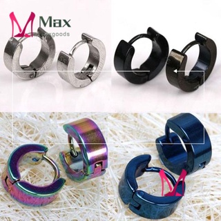 MAX 2PCS Fashion Ear Stud Glossy Gothic Hoop Earrings Punk Mens/Women Unisex party Stainless Steel/Multicolor