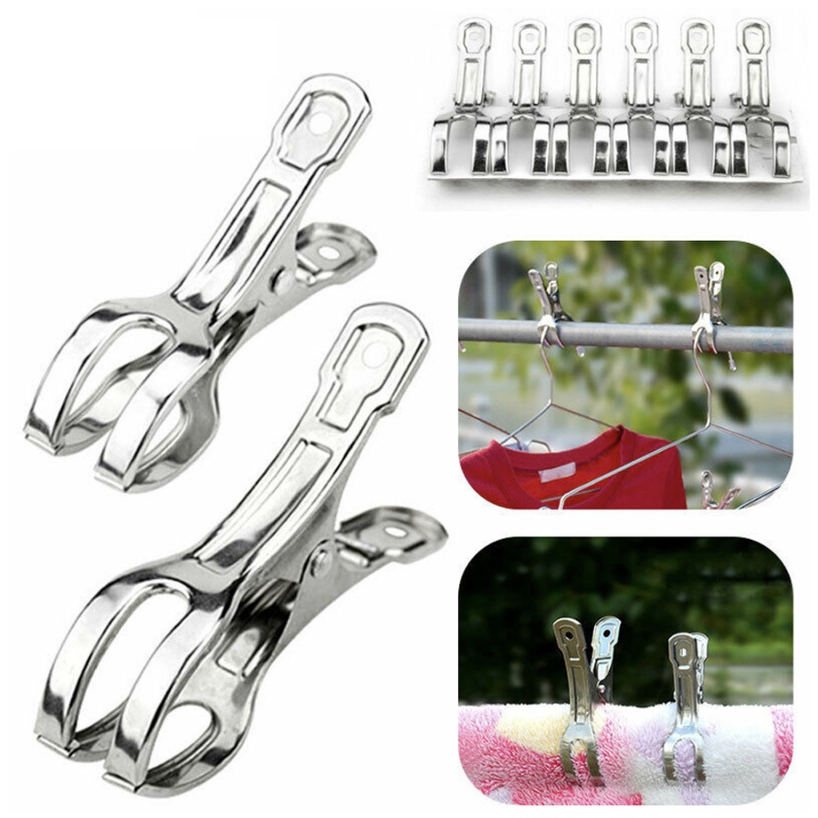 12pcs Large Clothes Pins Stainless Steel Sealing Clip Clothes Pegs ...