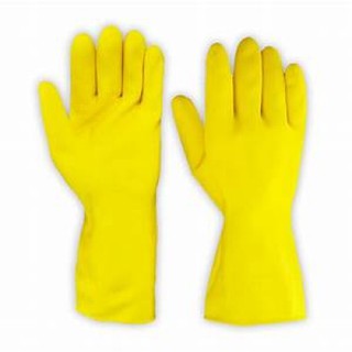 yellow latex gloves