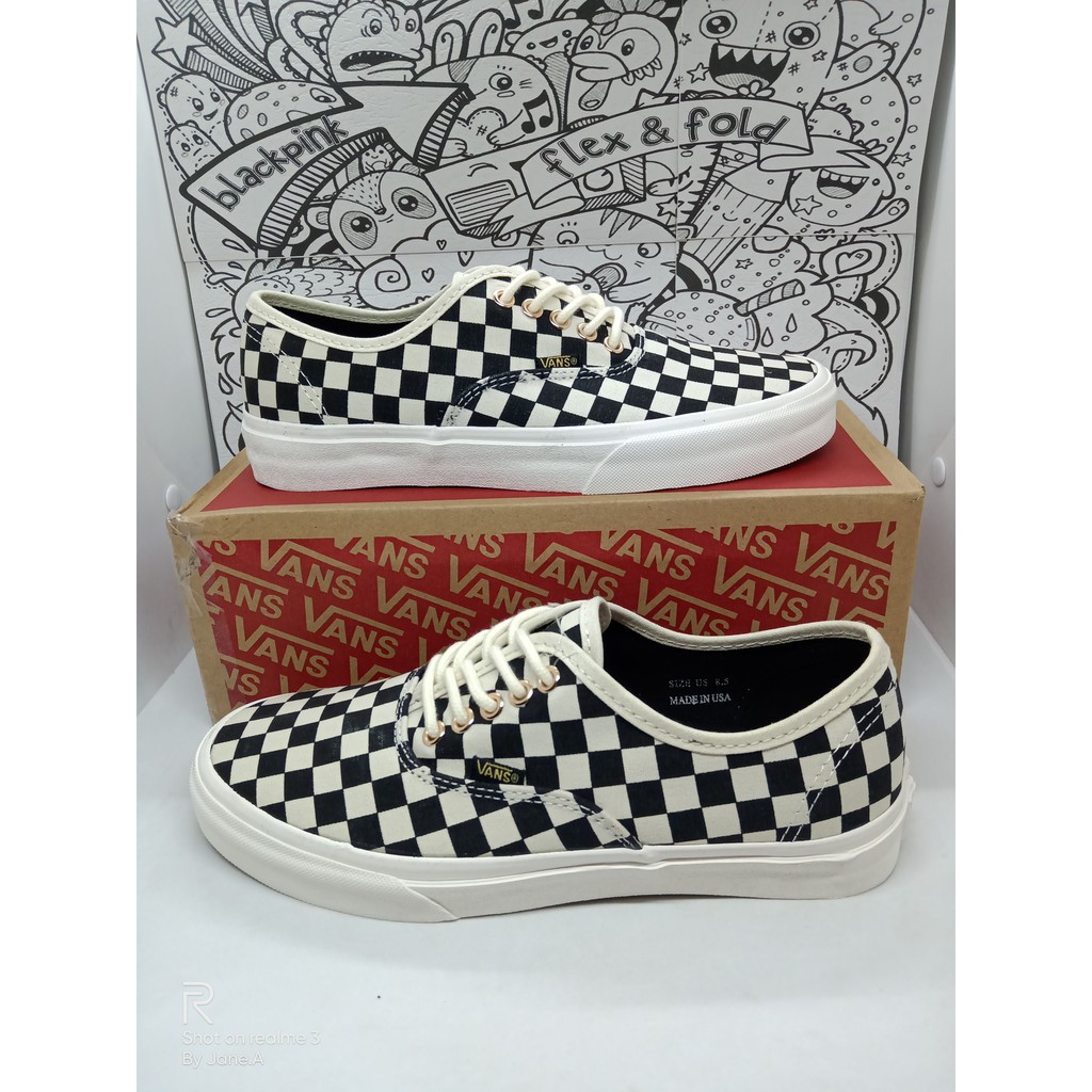 checkered cream vans