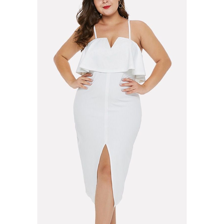 white bodycon dress with slit