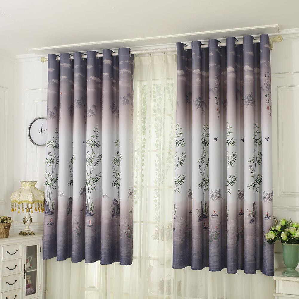 Pastoral Printed Blackout Curtains Window Blinds Drapes Living