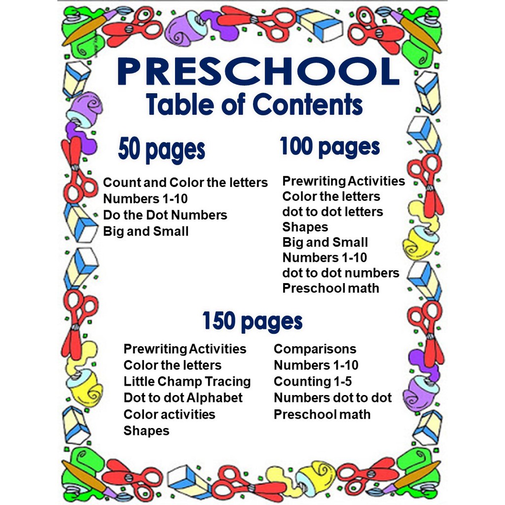 Compilation of Different Subjects Activity Worksheets for Toddlers to