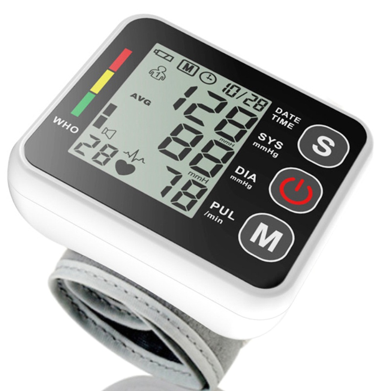 Digital Wrist Blood Pressure Monitor with Large LCD Display-White