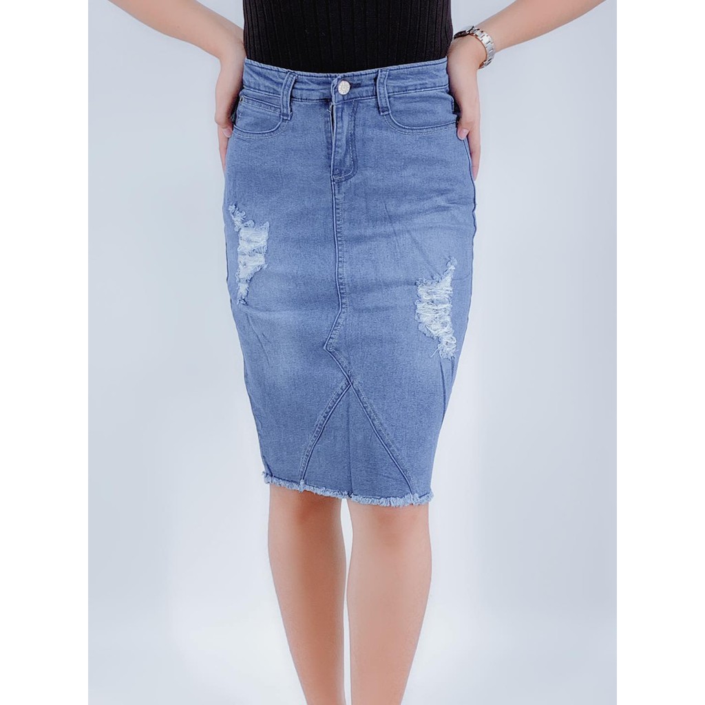 tattered skirt denim