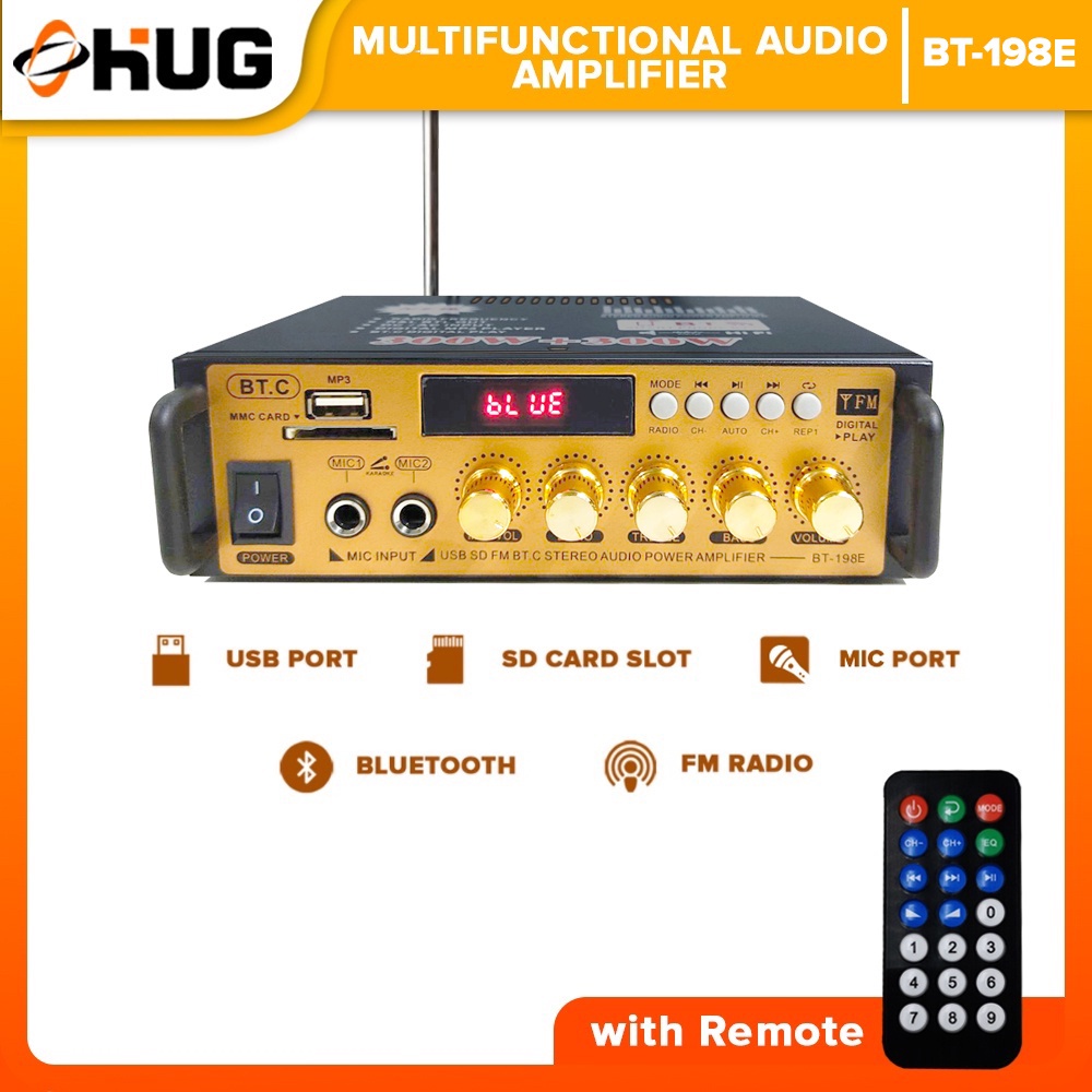 Hug 300W+300W Digital Hifi Bluetooth Stereo Audio Amplifier Fm Radio
