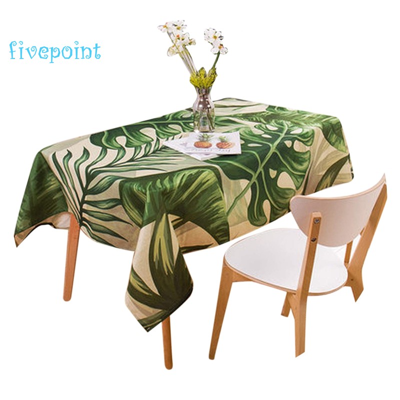 Tropical Plants Pattern Linen Waterproof Tablecloths Home Decor Table