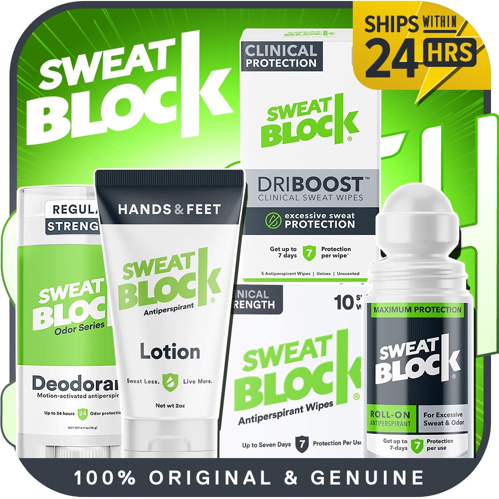 Sweatblock Clinical Strength Antiperspirant Wipes Hand & Feet Lotion