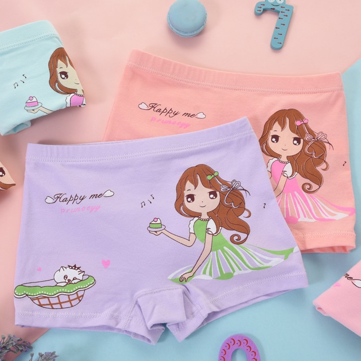 Teenage Girls Panties Cartoon Princess Print Cotton Briefs Kawaii Comfy Boy Girl Underwear seluar dalam