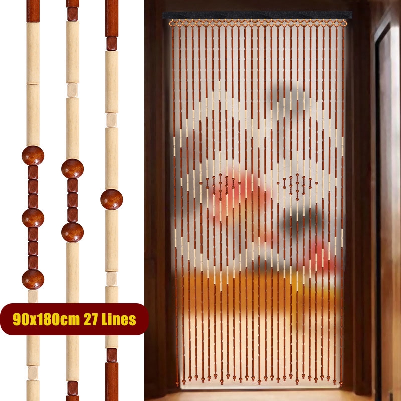 90x180cm Bamboo Wooden Bead String Door Curtain Blinds Fly Screen 27 Lines Shopee Philippines