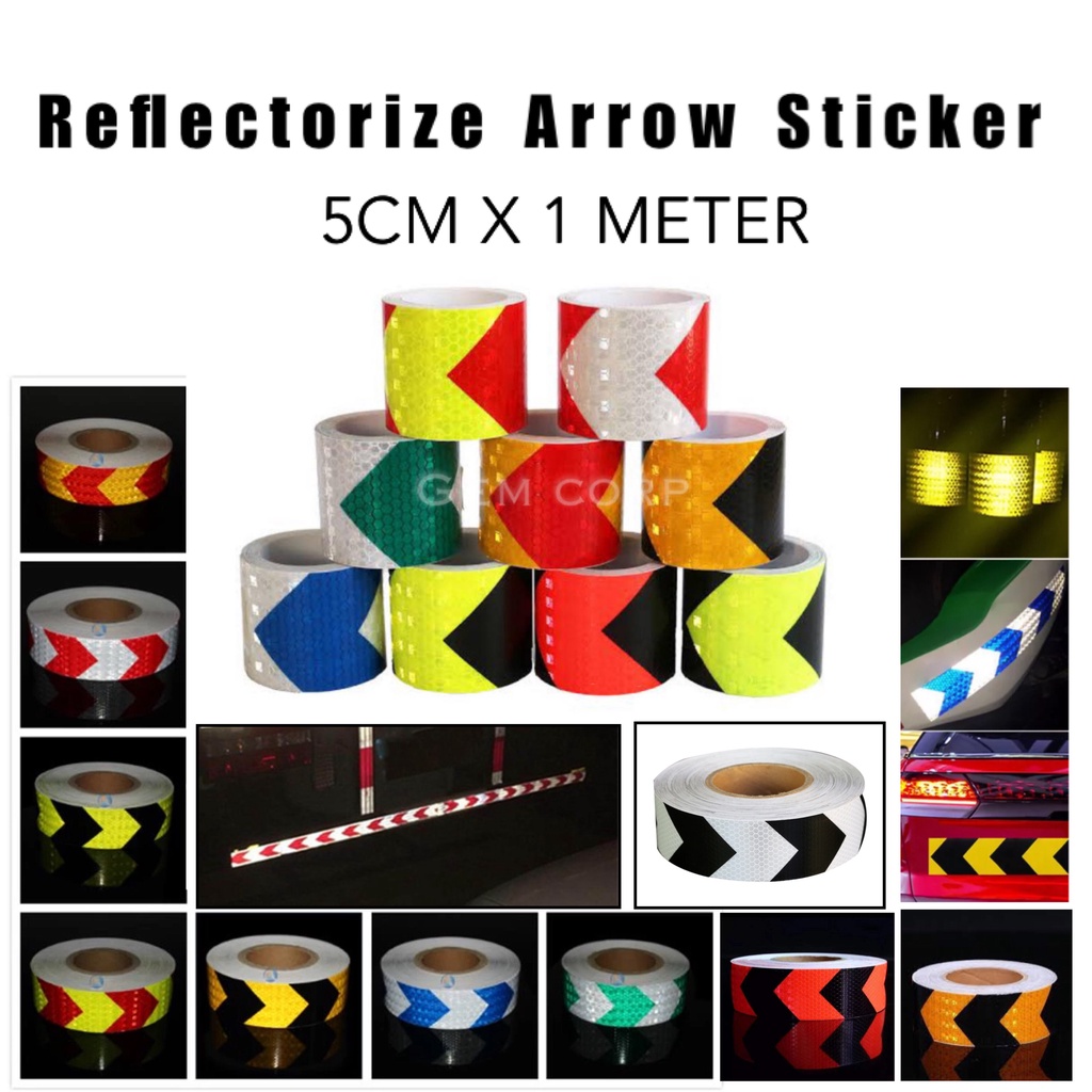 LD Reflectorize Arrow Pattern Reflective Sticker Safety Warning Tape