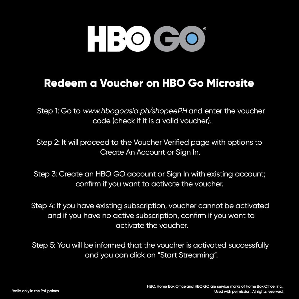HBO GO Digital Vouchers, Online Shop Shopee Philippines