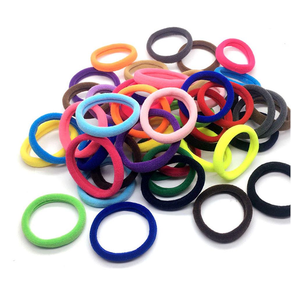 #Growfonder#50 Pcs Girls Hair Band Ties Casual Rope Ring Solid Elastic Hairband Ponytail Holder Hair Accessories #6