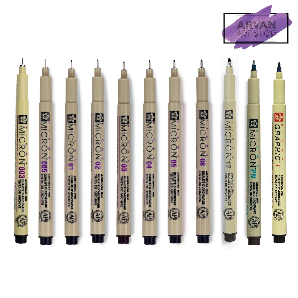 Sakura Pigma Micron Pen Technical Drawing Pen Black (Size 003/005/01/02 ...