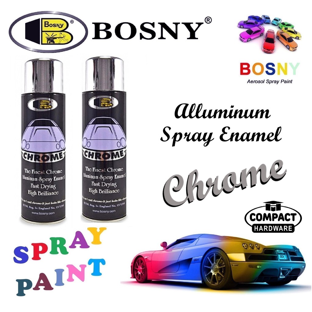 Bosny Spray Paint 200cc Chrome Aluminum Spray Enamel Fast Drying High