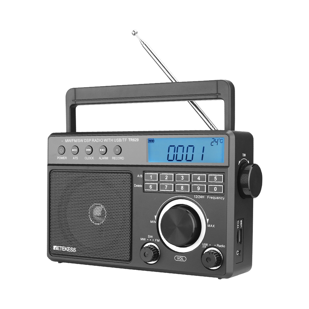 Retekess TR629 AM FM Radio Portable Shortwave Radio with LCD Display