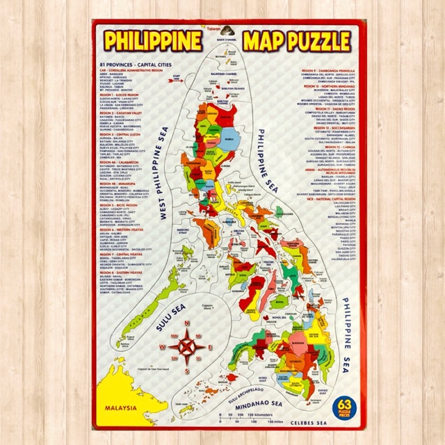 Philippine Map Puzzle Large Thick Cardboard Alternative Montessori