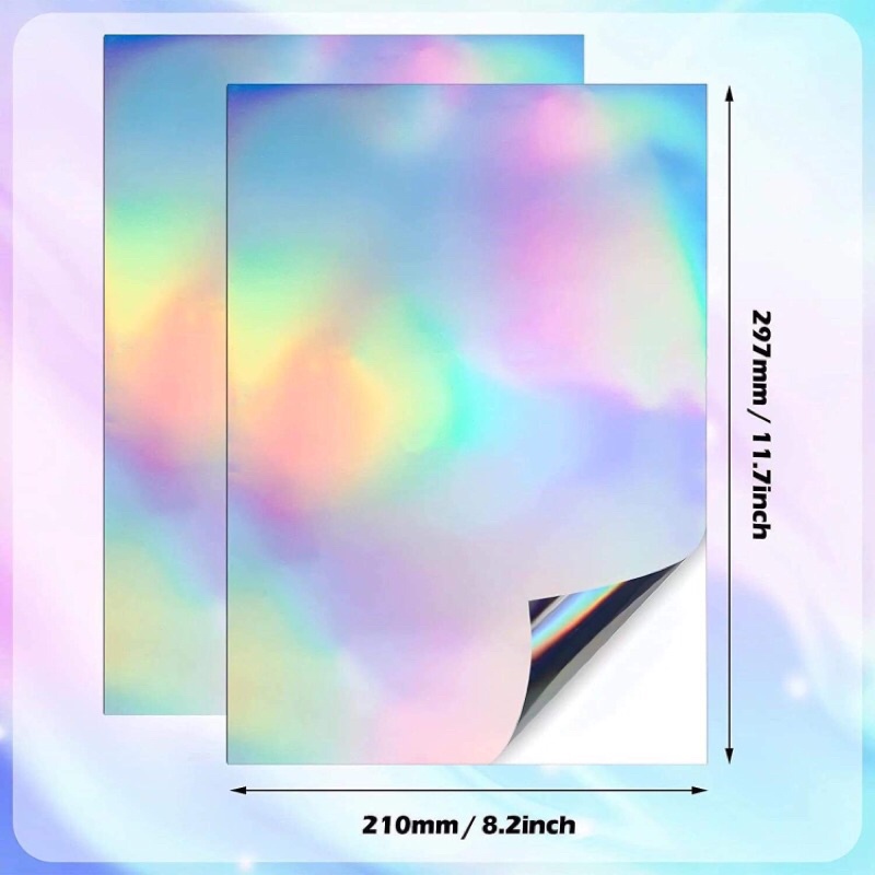Vinyl Rainbow Sticker Paper for Inkjet & Laser Printer 8.5 x 11 Inch 20 Sheets Dries Quickly Waterproof Sticker Paper Diamond Style Holographic Printable Sticker Paper 