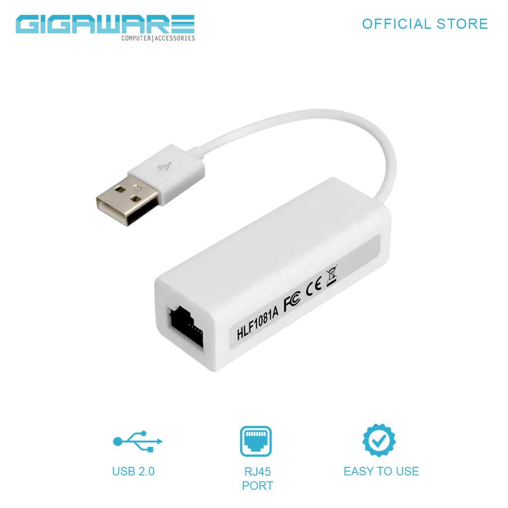 Gigaware USB 2.0 to RJ45 Lan Network Adapter Card Shopee