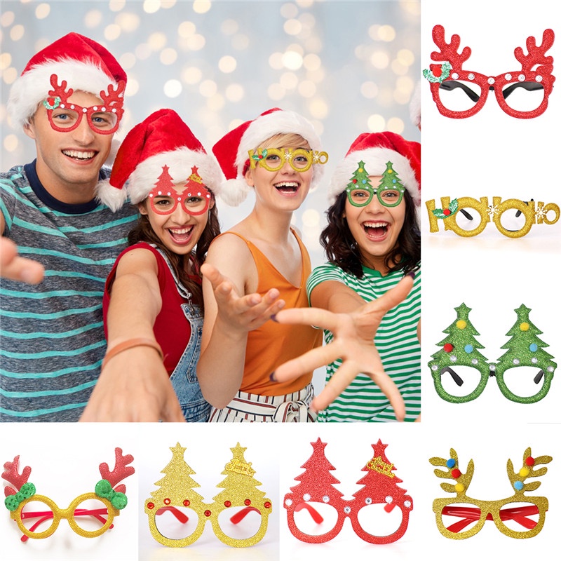 Christmas Style Glasses Frame Shiny Eyeglasses Cute Xmas Glasses Party ...