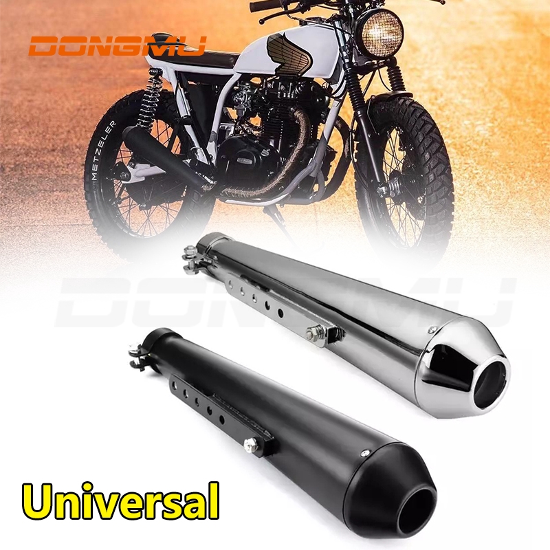 Exhaust Muffler Tailpipe Tail Pipe Tip Motorcycle Cafe Racer Exhaust Pipe With Sliding Bracket Matte Black Silver Universal Shopee Philippines
