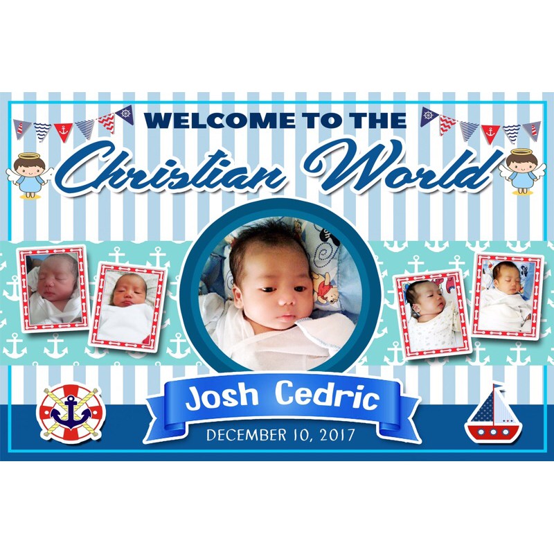 TARPAULIN 24 2x3 BAPTISM CHRISTENING BIRTHDAY NAUTICAL