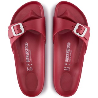 red plastic birkenstocks