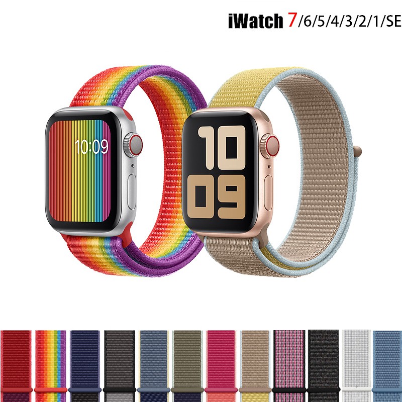 Nylon Loop iWatch Band Strap for Watch Series 8 7 6 1 2 3 4 5 se 42mm 44mm 38mm 40mm 41mm 45mm 49mm