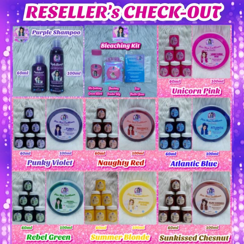 【Philippine cod】 RESELLER PACKAGES (HAIR STAIN CONDITIONER , BLEACHING SET, PURPLE SHAMPOO)