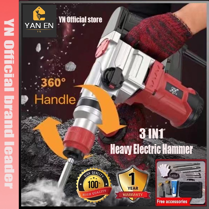 YN SDSPlus 2200W heavy duty electric hammer drill with chisel and