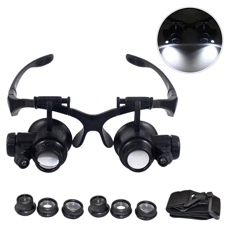 10X / 15X / 20X / 25X Binocular Lens with LED Light for Watchmaker Headband Magnifier Glasses Jewelry Optical Lens Magnifier
