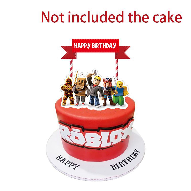 Roblox Birthday Party Supplies Banner Balloons Cake Toppers Cupcake Decor Kit Shopee Philippines - details about 1 count birthday cake topper for roblox cake decoration party decor toppers