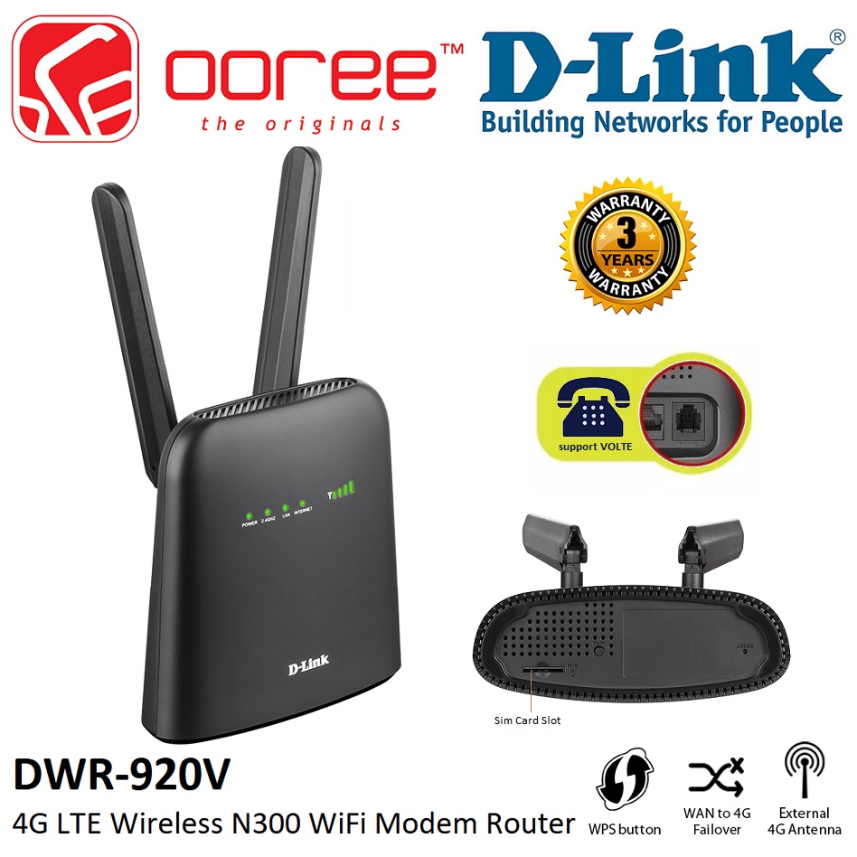 D-LINK DWR-920V 4G LTE WIRELESS N300 ROUTER WITH ON BOARD MICRO SIM ...