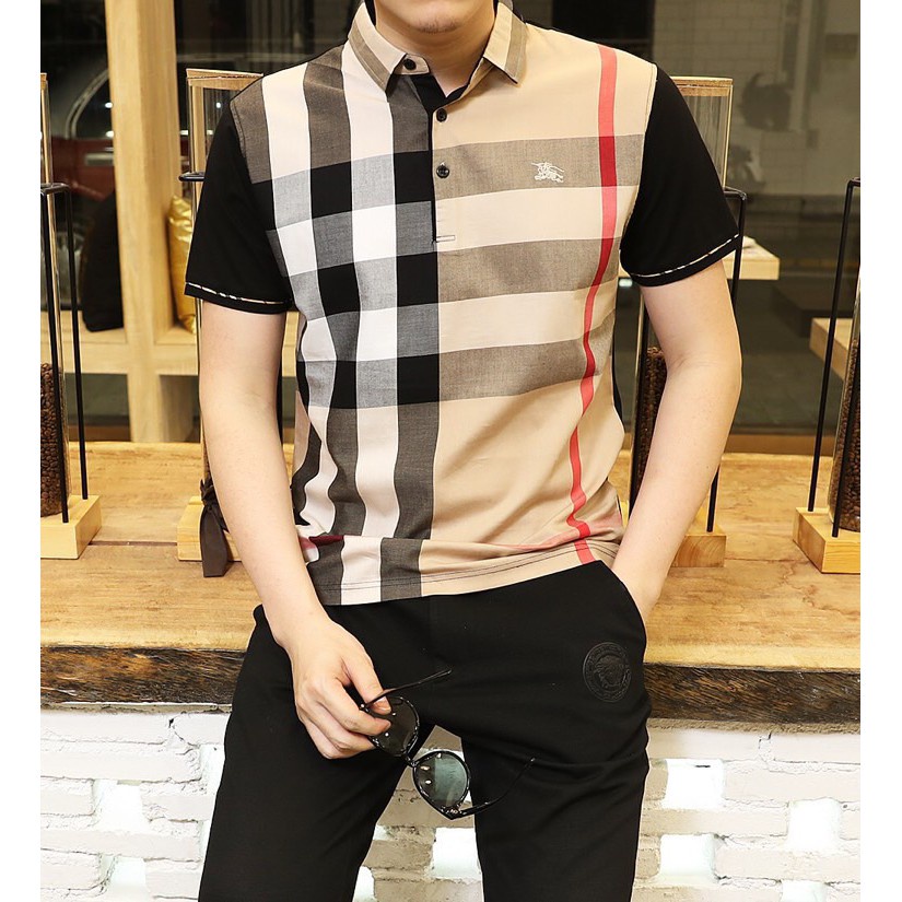 Burberry men's luxury cotton slim fit polo shirt t-shirt top | Shopee  Philippines
